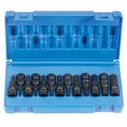 13-Piece 3/8 in. Drive SAE and Metric Hex Socket Set 1298HC GREY PNEUMATIC