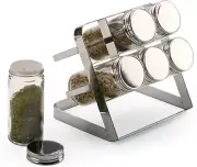 RSVP Compact Spice Rack with 6 Glass Bottles, Model COM-6