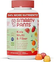 SmartyPants Kids Formula & Fiber Daily Gummy Vitamins: Gluten Free, Multivitamin & Omega 3 Fish Oil (Dha/Epa), Fiber, Methyl B12, vitamin D3, Vitamin B6, 90 Count (22 Day Supply) - Packaging May Vary