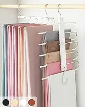 MORALVE Space Saving Pants Hangers - 2 Pack European Beechwood Scarf, Jean Hangers - Closet Organizer, Space Saver Pant Rack, Leggings Hanger, Scarf Holder With 360° Swivel Hook