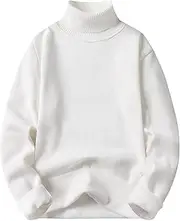 [Generic] Mens Knitted Turtleneck Loose Turtleneck Long Sleeve Dropped Shoulder Solid Pullover Sweater Sweatshirt