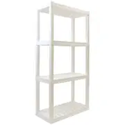 Oskar 4-Tier Storage Shelf, Heavy Duty, Holds 180kg, Multipurpose Storage Solution for Garage and Home, Tool-Free Assembly, Made With Recycled Materials (White)