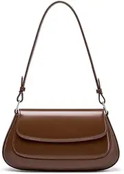[Roymi] Simple Women's Bag Messenger Bag Genuine Leather High-end Fashion Versatile One-shoulder Underarm Saddle Bag, Coffee, One Size