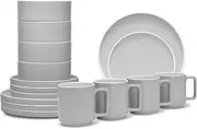 [Noritake] ColorTrio Slate 16-Piece Set, STAX in Grey/White, Multicolor