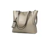 Fashion Retro Pu Leather Large-Capacity One-Shoulder Handbag - Grey