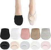[Dress Cici] Cotton Toe Cap Half Foot Socks And forefoot Cushion Pads Toe Topper Socks Set, Toe Topper for Pump, Mules, Flats Shoes (10 Pairs)