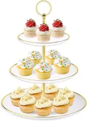 3 Tier Cupcake Stand Tower, White Plastic Cup Cake Holder for Dessert Table, ...