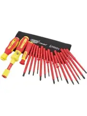 Draper Tools Ergo Plus Interchangeable VDE Torque Screwdriver Set 19 Pcs (81762)