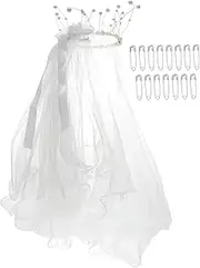 [ANDRESLAD] Bridal Headgear Bride Hen Party Accessories Bride LED Veil LED Bridal Veil Wedding Veil for Bride Garters for Brides Lace Head Veil Bride to Be Sash Lace Veils for Church Mesh