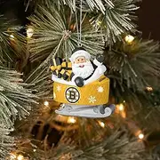 FOCO - Hockey Puck 4" Baseball Sleigh Resin Xmas Christmas Holiday Tree Hanging Ornament (Boston Bruins)
