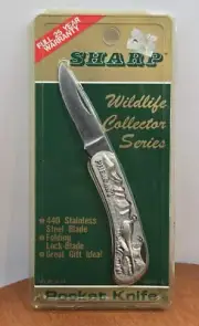 SHARP New old stock 1988 1 BLADE JAPAN PHEASANT LOCK BACK METAL HANDLES KNIFE