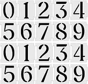 YEAJON 4 Inch Curb Stencil Kit 0-9 Address Number Stencil, 20Pcs Reusable 14 Mil Mylar Plastic Numbers Stencils for Painting on Road, Wall, Wood, Mailbox