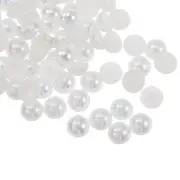 300pcs Flatback Pearls 8mm ABS Plastic Half Round Dome Pearls, Bright White