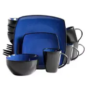 Gibson Home Dinnerware Set 16-Piece Casual Microwave Safe Blue (Service for 4)