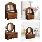 Wood Desk Makeup Mirror Dressing Mirror Wooden Table Top Vanity Mirror Tabletop