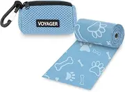 Best Pet Supplies Dog Poop Bag Holder Leash Attachment, Color, Reusable Mesh Dispenser Pouch for Travel, Walking, Park, and Outdoor Use, Soft and Durable with Clip-On - Mesh Baby Blue