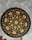 24" Black Marble Table Top coffee center side Stones Inlay tiger eye Stones b10