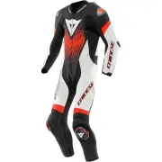 Laguna Seca 6 Black White Red Fluo 1PC Leather Motorcycle Suit