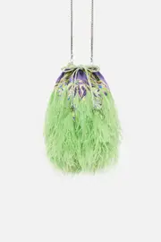 ROUND DRAWSTRING POUCH WITH FEATHERS AMSTERDAM JEWEL