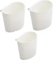 3 Pcs White Plastic Hanging Basket Hanging Cups, for Rolling Cart Hanging Storag