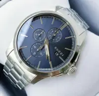 在飛比找Yahoo!奇摩拍賣優惠-GUCCI G-Timeless 藍色面錶盤 銀色不鏽鋼錶帶