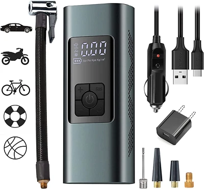 Tyre Inflator Portable Air Compressor, Cordless 6000Mah Backpack Digital Air Pum