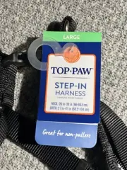 NWT Top Paw Step In Dog Harness Black Large Neck 26” - 38” Girth 27" - 41"