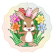 Easter Bunny Outdoor Decor Wind Spinner Yard Garden Metal Kinetic 10 inches
