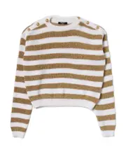 stripe-pattern jumper 13Y White