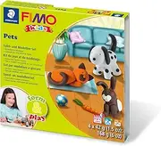 Staedtler 8034 02 LY Fimo Kids Form & Play Set Pet (Super Soft, Oven-Hardening Clay, Easy Instructions, Resealable Box, Set of 4 Fimo Blocks, 1 Modelling Stick and 1 Play Backdrop)