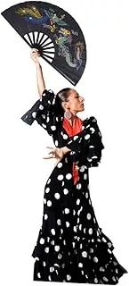 Alipis 1pc Martial Arts Dance Fan Foldable Main À Handheld Fan Hand Fans Fabric Style Folding Traditional Giant Hand Fan Black