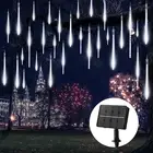 Solar Meteor Shower Lights Outdoor - 576 LED Rain Drop Lights with 16 Tubes, 16