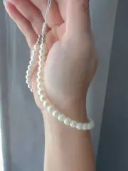 Faux Pearl Beaded Phone Wrist Strap, silver Beads, Camera Strap, Phone Lanyard