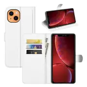 For iPhone 13 mini Case,Lychee PU Leather Wallet Folio Cover,Kickstand,White