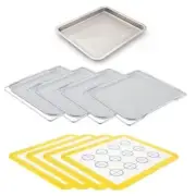 Genuine 9-Piece Ultimate Baking Kit, 1.3” Deep SS Roasting Tray, 4 SS Racks,