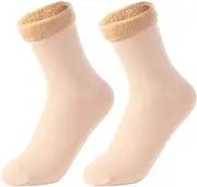 [Sarkoyar] 5 Pairs Mid Tube Socks Keep Warm Thickened Anti-pilling High Socks for Daily Wear, Skin Color, One Size, Skin Color, One Size