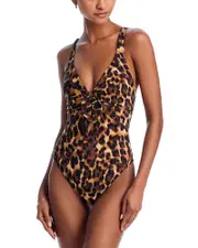 Robin Piccone Leopard Print One Piece Swimsuit - Exclusive
