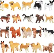ONEST 20 Pieces Mini Dog Figurines Playset Hand Painted Tiny Dogs Realistic Detailed Plastic Puppy Figures Toys for Kids Adults