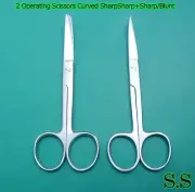 2 OPERATING DISSECTING SCISSORS 4.5"CURVED SHARP/SHARP SHARP/BLUNT