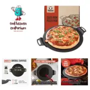 Cast Iron Pizza Pan, Pre-Seasoned Dosa Pan with Handles, Flat Pan for Oven, R...