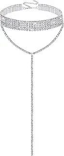 [EFTOM] Rhinestone Choker Necklaces Silver Sparkly Diamond Choker Crystal Necklace for Women Girls