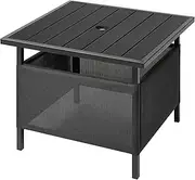 LZRS Adirondack Square Side Table with Umbrella Hole, Pool Composite Patio Table,HDPE End Tables for Backyard,Pool, Indoor Companion, Easy Maintenance & Weather Resistant(Black)