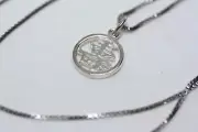 Sterling Silver Chinese Fortune Good Luck Long Life Pendant Women's Necklace 16"
