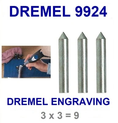 9 New Authentic Dremel Carbide Point Tip Engraving Bit 9924 1/8" Shank