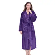 Nevenka Warm Soft Plush Robe with Pockets for Unisex-Purple