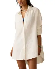 Faherty Dune Cotton Gauze Haze Shirt Dress