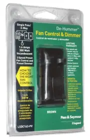 Pass & Seymour De-Hummer CeilingFan Control & Dimmer Slide Switch Brown 3-Way