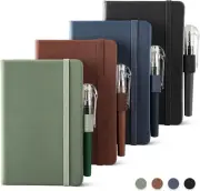 4 Pack Small Notebook Pocket Notebook, A6 Mini Leather Hardcover Journal,