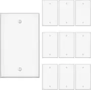 TAKETEK Blank Wall Plates, Unbreakable Thermoplastic Solid Electrical Outlet Cover, Standard Size, 2.76"W x 4.5"H, Full 1-Gang Blank Device Wall Plate for Wall Outlet/Light Switch, White, 10Pack