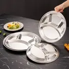 1Pcs Fast Food Shop Tray Plate 4 Compartment Divided Restaurant Tray